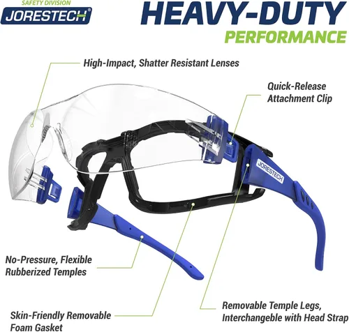 Miniatura 3 de JORESTECH Safety Glasses with Adjustable Strap - 3 in 1 Converter High Impact Resistance Anti-Fog Azul