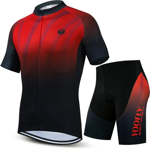 voofly Hombres Ciclismo Jersey Conjunto Hombres Manga Corta Compresión Bicicleta Pantalones Cortos Gel Acolchado Ciclismo Ropa
