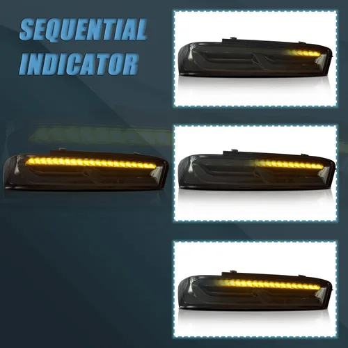 Miniatura 4 de VLAND Conjunto de luces traseras para Chevrolet Camaro 6ª generación 2016-2018 (LS, LT, RS, SS, ZL1), Plug-and-play, señal de giro amarilla, ahumada