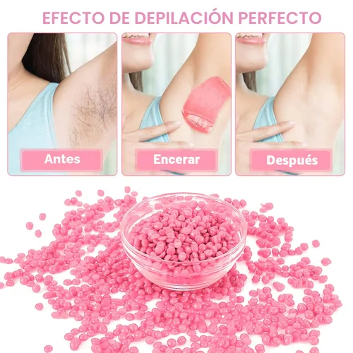 Miniatura 4 de Cuentas de cera dura, cuentas de cera profesional para depilación de 14.11 oz de cera con 10 varillas de madera para cuerpo completo, brasileño