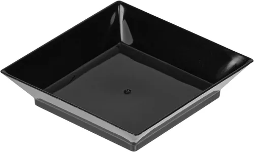 Miniatura 2 de Restaurantware Mini platos de degustación de 2.5 x 2.5 pulgadas, 100 platos cuadrados desechables de plástico, platos de plástico negro duraderos