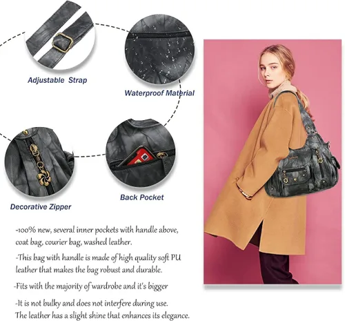 Miniatura 4 de Angel Barcelo Bolsos de cuero sintético para mujer, bolso de hombro, a la moda, bolsas para niñas