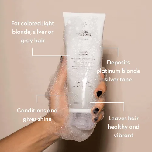 Miniatura 4 de FOUR REASONS Champú de depósito de color para cabello teñido – rubio platinado/gris, tóner de cabello gris sin sulfato, 8.45 onzas líquidas