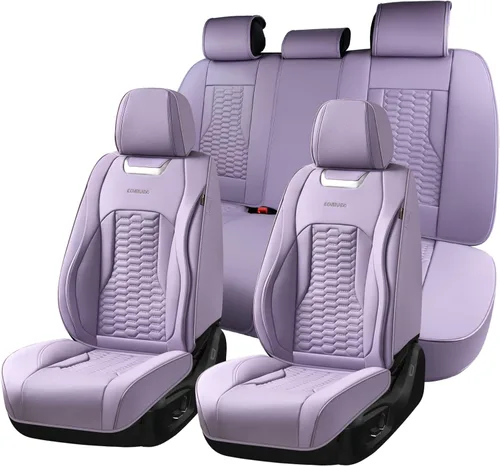 Miniatura 35 de Coverado Juego completo de fundas de asiento de automóvil, fundas rojas para asientos delanteros y traseros, de piel de napa impermeable, cojín