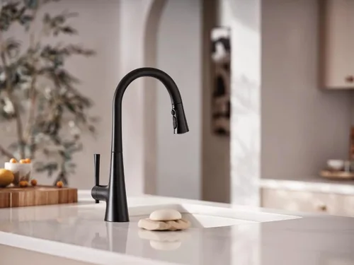 Miniatura 5 de Moen Kurv Grifo de cocina extraíble color negro mate con aumentador de potencia y sistema retráctil, grifo de cocina de transición, instalación
