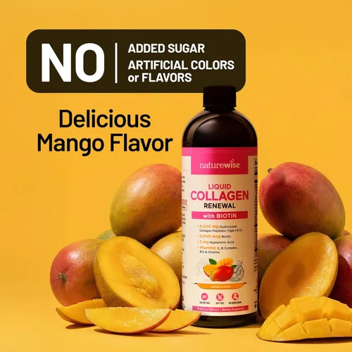 Miniatura 6 de NatureWise Colágeno líquido hidrolizado para mujeres y hombres, 4000 mg, sin azúcar añadido, péptidos de colágeno múltiple + biotina + vitamina C +