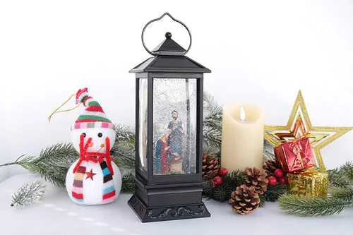 Miniatura 5 de Wondise - Linterna de globo de nieve de proyección de Halloween con temporizador, linterna de calaveras brillantes con agua giratoria operada por