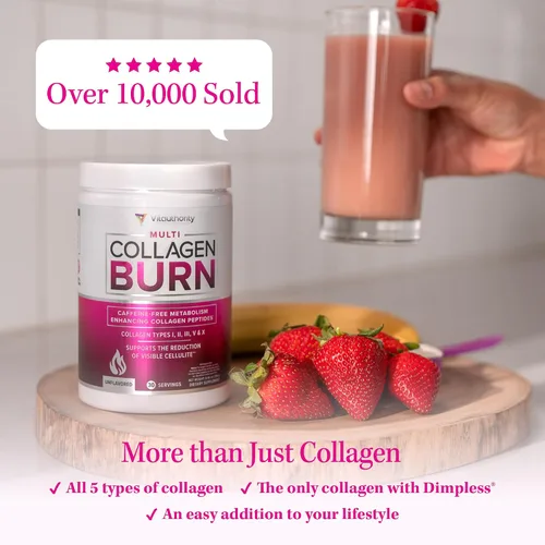 Miniatura 4 de Vitauthority Multi Collagen Burn Energy: Péptidos de proteína hidrolizados con ácido hialurónico y creatina monohidrato en polvo para mujeres