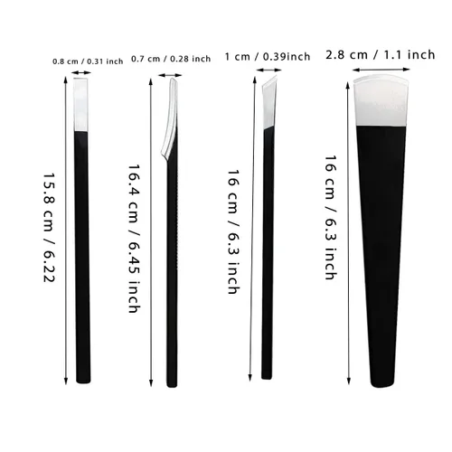 Miniatura 3 de Juego de 4 cuchillos de pedicura, cuchillo de pedicura de acero inoxidable, juego de cuchillos de pedicura, cuchillo de pedicura, juego de cuchillos