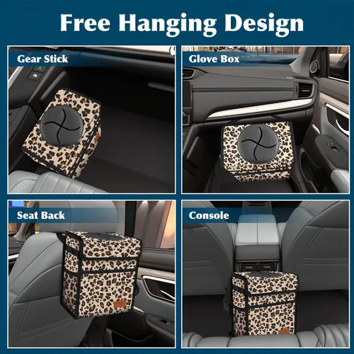 Miniatura 6 de Basurero para automóvil con tapa, bolsa de basura impermeable, para asiento delantero de SUV, multiusos, para colgar en reposacabezas, plegable