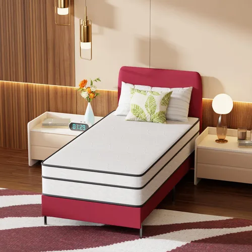 Miniatura 3 de PayLessHere Colchón individual de 12 pulgadas Colchón híbrido de firmeza media Blanco con espuma de alta densidad y funda transpirable