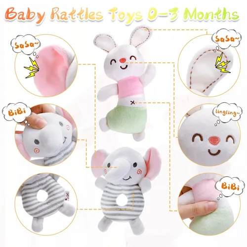 Miniatura 2 de Sonajeros para bebés de 0 a 6 meses: sonajeros suaves para recién nacidos, sonajero de peluche para bebés, regalo de ducha para niños pequeños