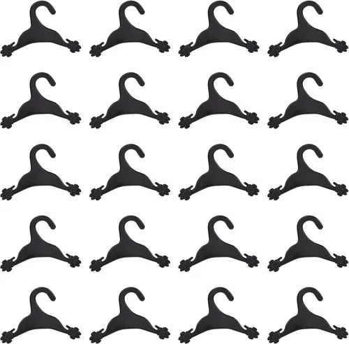 AHANDMAKER Paquete de 20 perchas para ropa para mascotas, 7 pulgadas de ancho, color negro, lindo plástico, flexible, fuerte, con estampado de