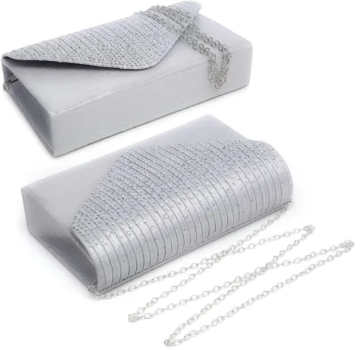Miniatura 3 de Dasein Bolso de mano de satén esmerilado para mujer, bolso cruzado para fiesta, graduación, boda, sobre