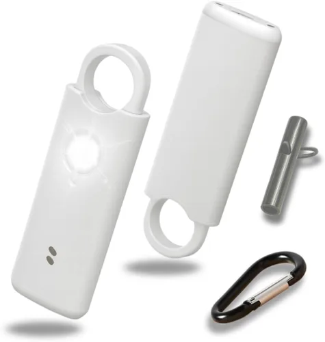 Miniatura 12 de VOLTEK Alarma personal de metal para mujer (negro) – Llavero de alarma de seguridad de autodefensa de 140 dB, alarma de emergencia recargable USB-C
