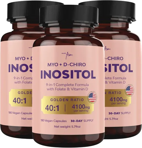 Miniatura 11 de QSTA Suplemento de mio-inositol y D-Chiro inositol para mujeres 4100 mg (proporción 40:1) - Soporte hormonal y metabólico 9 en 1 con folato