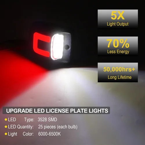 Miniatura 2 de R&F Auto 12-SMD - Luz de matrícula LED de repuesto para Tacoma 1995-2004, lámpara de tubo de neón OLED roja, sin errores, xenón blanco puro