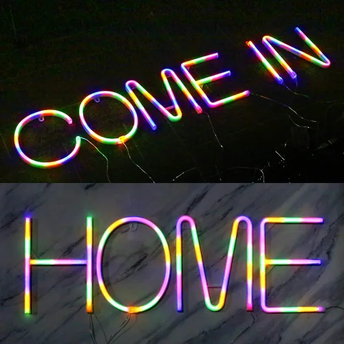 Miniatura 6 de Letras con luces LED de neón, letreros de marquesina iluminadas, con enchufe USB, funciona con pilas, luz nocturna colorida, letreros con palabras
