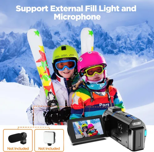Miniatura 7 de Videocámara 4K de 48 MP, cable de cámara de visión nocturna IR, pantalla táctil de rotación de 270 ° de 3.0 pulgadas, cámara de vlogging con zoom