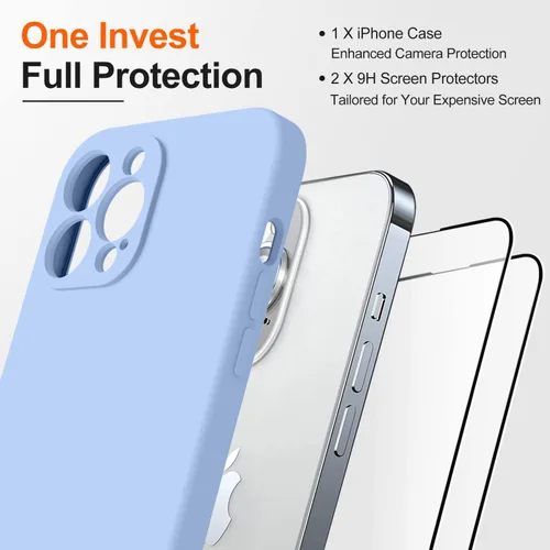 Miniatura 7 de Funda compatible con iPhone 14 Pro Max, con 2 protectores de pantalla de vidrio templado 9H, [protección de cámara] [forro de microfibra] Funda
