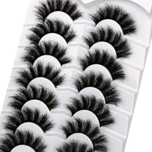 Miniatura 23 de Pooplunch - Pestañas postizas finas de visón sintético, estilo ojo de gato, naturales, cruzadas, tipo racimo, efecto 8D de volumen, tiras