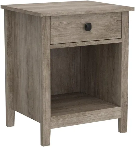 Miniatura 5 de LTMEUTY Juego de 2 mesitas de noche de madera con cajones para mesita de noche de dormitorio, mesita de noche alta con un cajón y armario abierto