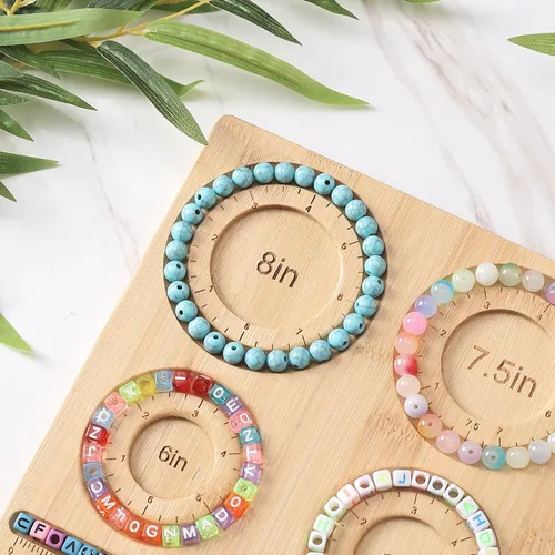 Miniatura 3 de Petoysoso Tablero de cuentas para la fabricación de joyas, tablero de cuentas de bambú para hacer pulseras de joyería, tablero de cuentas de pulsera