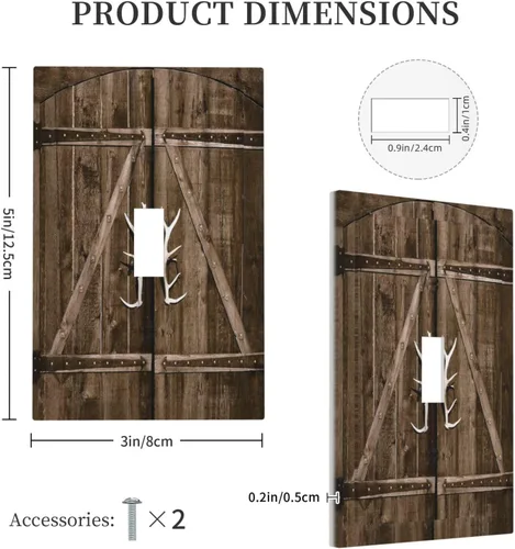 Miniatura 5 de Cubierta de Interruptor de Palanca Única de Asta de Venado de Madera de Estilo Rústico de Granja Placa Decorativa de Pared de 1 Banda Placa Frontal