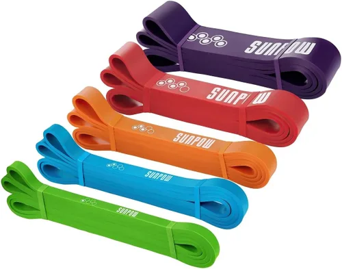 SUNPOW Pull Up Assistance Bands, Set of 5 Heavy Duty Resistance Bands for Men & Women, Natural Latex Exercise Bands for Pull-Up Progression, Home
