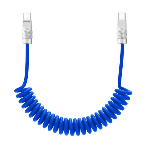 Miniatura 38 de chubbycable Curly Chubby - Cable de carga rápida USB C en espiral de 240 W, cable de carga retráctil trenzado duradero para automóvil compatible