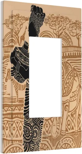 Cubierta de Interruptor de Luz de 1 Gang de Mujer Africana, Placa de Pared Individual Basculante, Receptáculo de Cebras y Elefantes GFCI, Niña Mujer