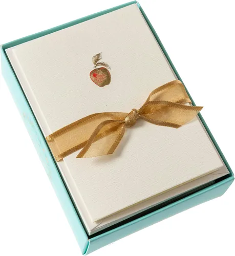 Miniatura 4 de Graphique Tarjetas de Apple, paquete de 10 tarjetas con sobres, saludos para todas las ocasiones, interior en blanco, relieve de lámina dorada