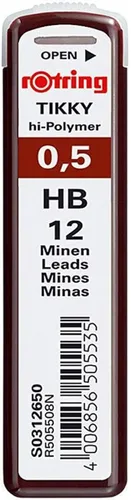 Miniatura 3 de rOtring Cables de repuesto para lápices mecánicos Tikky, 0.039 in, negro duro (HB) (S0312700)