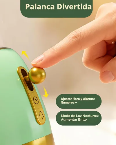 Miniatura 8 de Reloj Despertador para Niños, Lindo Reloj Despertador con Luz Nocturna de Tostada para Dormitorios, Reloj de Escritorio LED Pequeño Recargable