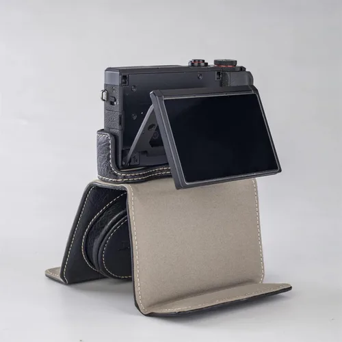 Miniatura 4 de Funda de piel sintética premium para cámara de cuerpo completo para Canon PowerShot G7 X Mark II/Mark III G7X2 G7X3 con correa para el cuello (negro)