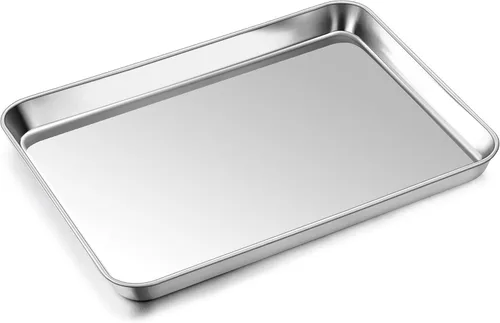 Miniatura 13 de P&P CHEF Bandeja para hornear galletas de 9 pulgadas, bandeja de acero inoxidable para cocina, utensilios para horno para múltiples usos, aspecto