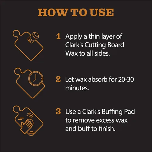 Miniatura 7 de CLARK'S Cera de bloque de carnicero para tabla de cortar, enriquecida con cera de abejas natural, aceite danés y extractos de cítricos, ideal
