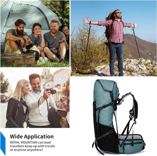 Miniatura 7 de Mochila de senderismo, 40L a 50L de capacidad extra grande, bolsa de senderismo, mochila de campamento con marco interno, mochila deportiva ligera