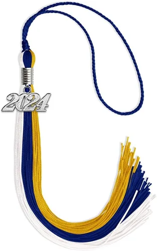 Miniatura 133 de Endea Graduation Borla de triple color con gota de fecha plateada (negro/dorado/granate, 2020)