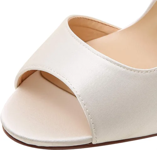 Miniatura 5 de ElegantPark, zapatos de taco alto con tobillera y hebillas de satén para mujer. Sandalias para fiestas de tarde o graduación