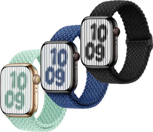Miniatura 8 de Correa elástica trenzada compatible con Apple Watch Series 11/10/9/8/7/6/5/4/3/2/1 SE3/2/1 de 1.496 pulgadas, 1.575 pulgadas, 1.614 pulgadas, 1.654