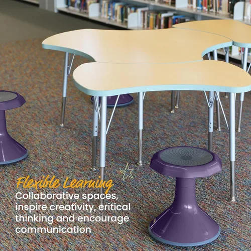 Miniatura 6 de ECR4Kids ACE Active Core Engagement Taburete Tambaleante, Altura del Asiento de 15 Pulgadas, Asientos Flexibles, Berenjena