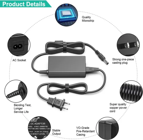 Miniatura 5 de [Listado UL] HKY Adaptador de repuesto Dymo DC 24V adaptador de alimentación Cable de alimentación para 4XL 5XL 310 315 320 330 400 450 450SE 550