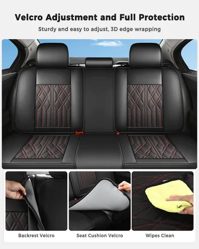 Miniatura 6 de Huidasource Fundas de cuero para asiento trasero, impermeables, para asiento trasero dividido, protector de cojín de asiento de vehículo, ajuste