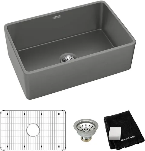 Miniatura 18 de Elkay SWU1517WH - Fregadero de barra de montaje inferior de arcilla refractaria de 16-7/16" x 18-15/16" x 9-1/16", color blanco
