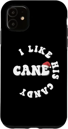 Miniatura 5 de Carcasa navideña a juego para iPhone 15 con texto en inglés "I Like His Candy Cane Parejas