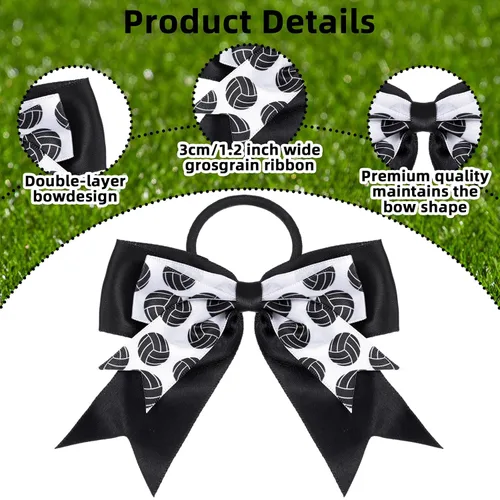Miniatura 3 de MTLEE 24 piezas de accesorios para el cabello de voleibol, lazos para animadora, ligas elásticas para el cabello, bandas elásticas para el cabello