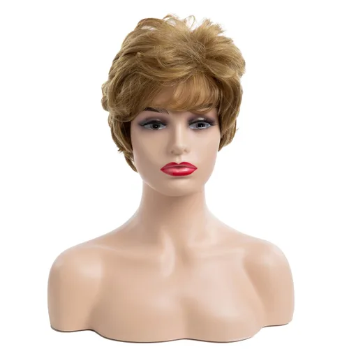 Miniatura 2 de Peluca corta rubia Pixie sintética en capas Cosplay pelucas completas para mujeres blancas