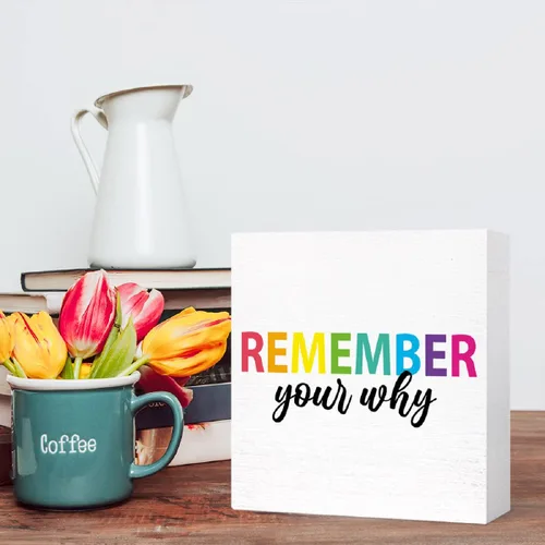 Miniatura 5 de Letrero inspirador de madera con texto en inglés "Remember Your Whed", con cita motivacional, decoración de escritorio para el hogar, oficina
