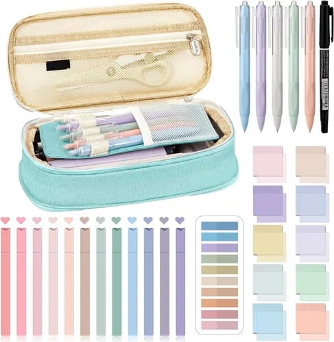 Miniatura 19 de Jutom Kit de Anotar Libros Estético de 39 Piezas con Estuche de Lápices, Marcador, Estuche Transparente, Notas Adhesivas, Gel, Bolígrafo, Rosa